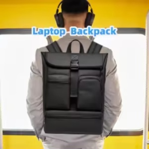 Rucsac laptop 15.6", smart casual, design pelerin, impermeabil, expandabil, cu port USB, GETICS, 32x13.5x43/50 cm, Negru - Img 8