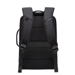 Rucsac laptop 15.6", smart casual, impermeabil, cu insertie de piele ecologica, port de incarcare USB si jack audio, BANGE, 43x31x16 cm, Negru - Img 7
