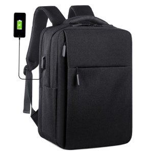 Rucsac laptop 15.6", smart casual, impermeabil, cu port USB, GETICS, 40x30x15 cm, Negru - Img 6