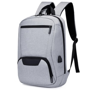 Rucsac laptop 15.6" smart casual impermeabil, cu port USB, GETICS, 46x30x10 cm, Gri deschis - Img 2