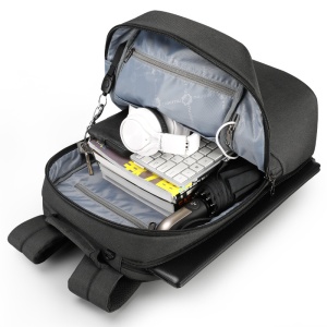 Rucsac laptop 15.6" smart casual, impermeabil, cu port USB si buzunar antifurt , Tigernu, 46x32x17 cm, Negru - Img 3
