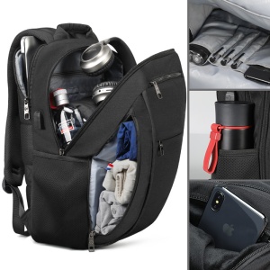 Rucsac laptop 15.6" smart casual, impermeabil, cu port USB si buzunar antifurt, Tigernu, 43x30x15 cm, Negru - Img 5
