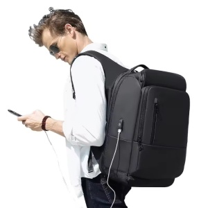 Rucsac laptop 17.3", business pentru calatorii, cu buzunar antifurt si port USB, GETICS, 32x22x50 cm, Negru - Img 8