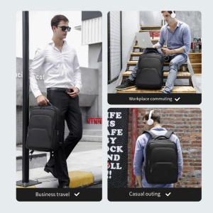 Rucsac laptop 17", smart business pentru calatorii, cu compartiment antisoc, Tigernu, 32x20x48 cm, Negru - Img 8