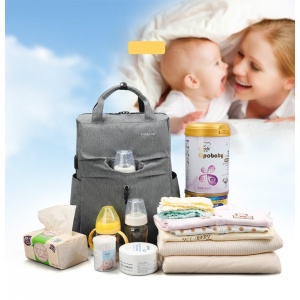 Rucsac pentru mamici, impermeabil, multifunctional, interfata USB, Tigernu, 39x28x14 cm, Gri - Img 4