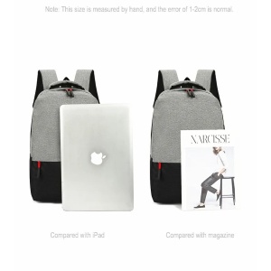 Set rucsac 15.6" casual minimalist, geanta de umar si portofel pentru adolescenti, GETICS, Negru/Gri - Img 2