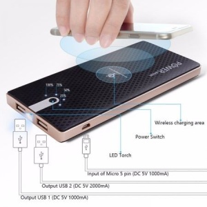 Baterie externa, Escalate, Slim, 2XUSB, Qi Wireless Charger, Universal, 8.000 mAh, G1 - Img 3