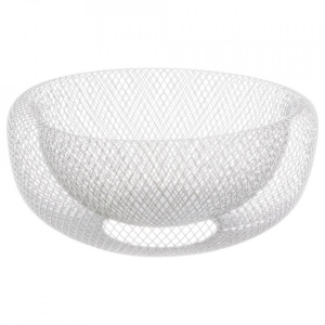 Cos pentru fructe cu pereti dubli din plasa metalica, Escalate, 13,5 x 27cm, Alb