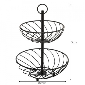 Cos pentru fructe din metal in spirala, doua niveluri, Escalate, 27 x 34 cm, Negru - Img 2