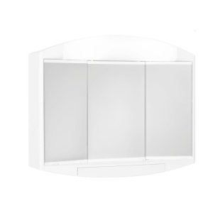 Dulap pentru baie din plastic cu usi culisante, oglinzi si lampi integrate, Escalate, 59x49x15.5 cm, Alb