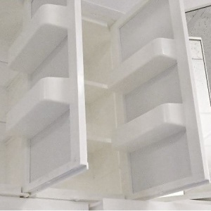 Dulap pentru baie din plastic cu usi culisante, oglinzi si lampi integrate, Escalate, 60x51x16 cm, Alb - Img 5