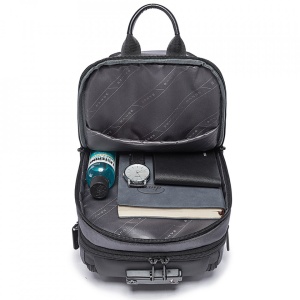 Geanta crossbody/de umar casual, impermeabila, multifunctionala, antifurt, cu port de incarcare USB, Bange, Neagra - Img 3
