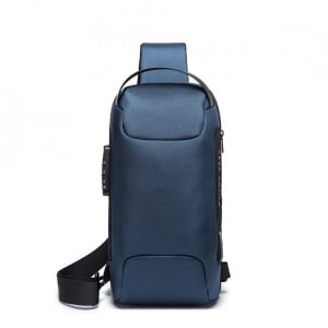 Geanta crossbody/de umar, impermeabila, antifurt, cu port de incarcare USB, Bange, 34X18X10 cm, Albastra - Img 2