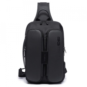 Geanta crossbody/de umar smart casual, impermeabila, cu port de incarcare USB, Bange, 20x11x32 cm, Neagra