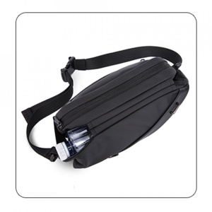 Geanta crossbody/de umar unisex, tip borseta, Bange, Neagra/Gri - Img 7