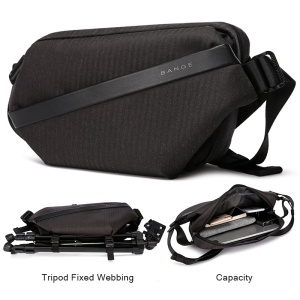 Geanta crossbody, expandabila, cu sistem multifunctional de prindere, Bange, 19x8.5x35cm, Neagra - Img 4