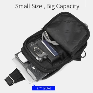 Geanta de umar, de piept sau de mana, sport casual, impermeabila, Tigernu, 19.5x8.5x28 cm, Neagra - Img 3