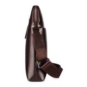 Geanta de umar sau de mana business casual, impermeabila, din piele ecologica, WEIXIER, 27.5x23.5x5.5 cm, Maro - Img 3