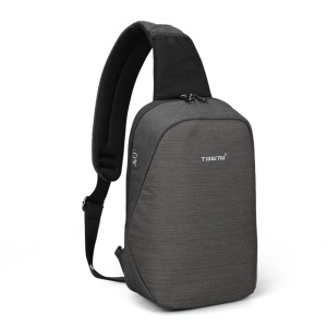 Geanta de umar sau de piept, smart casual, impermeabila, cu orificiu pentru cablu audio sau USB, Tigernu, 32x20x11 cm, Gri inchis