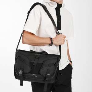 Geanta laptop 15.6", de umar sau de mana, tip messenger, impermeabila, Bange, 35x11x27 cm, Neagra - Img 8