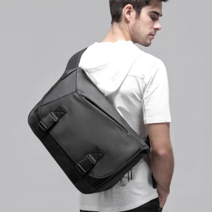 Geanta laptop 15.6", de umar sau de piept, tip messenger, expandabila, GETICS, 43x16x32 cm, Gri - Img 7