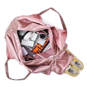 Geanta sport, impermeabila, cu aspect metalic si compartiment pentru incaltaminte, Escalate, 48x20x24 cm, Roz - Img 2