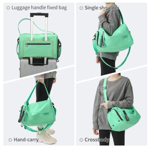 Geanta sport impermeabila pentru calatorii, cu compartiment pentru incaltaminte, Tigernu, 38x22x24 cm, Verde - Img 8
