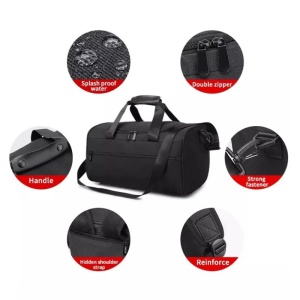 Geanta sport multifunctionala, impermeabila pentru sala sau calatorii, GETICS, 43x25x27 cm, Neagra - Img 4