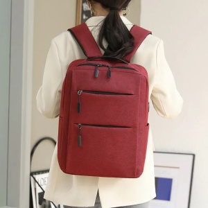 Rucsac 13.3" casual minimalist, cu port USB pentru adolescenti, GETICS, 40x30x13 cm, Rosu - Img 4