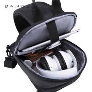 Rucsac crossbody/de umar smart, light, impermeabil, cu port de incarcare USB, Bange, Negru - Img 3