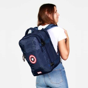 Rucsac cu licenta oficiala, pentru calatorii cu avionul, impemeabil, 20 L, 25x20x40 cm, Captain America, Albastru - Img 7