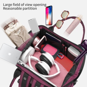 Rucsac dama 14", multifunctional, impermeabil cu buzunar antifurt, Tigernu, 25x16x38 cm, Violet - Img 4