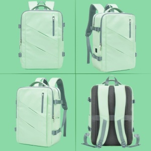 Rucsac dama 15.6", multifunctional, impermeabil, cu port USB, Getics, 29.5x15.5x42.5 cm, Verde - Img 6