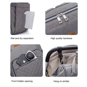 Rucsac impermeabil multifunctional pentru mamici, interfata USB, LEQUEEN, Gri inchis - Img 2