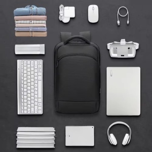 Rucsac laptop 15.6" business casual ingust, impermeabil, cu port de incarcare USB si buzunar antifurt, GETICS, 28.5x8x42 cm, Negru - Img 3