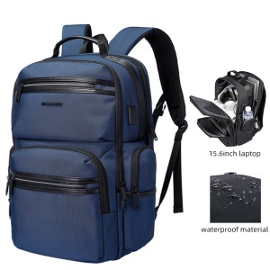 Rucsac laptop 15.6", business, impermeabil cu port USB, BANGE, 46x33x19 cm, Albastru - Img 4