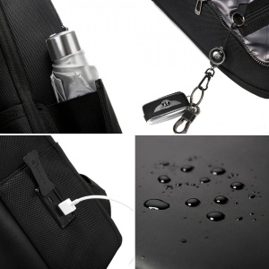Rucsac laptop 15.6" business ingust, cu port de incarcare USB, Bange, 30x12x43 cm, Negru - Img 4