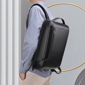 Rucsac laptop 15.6" business ingust, cu port de incarcare USB si detalii din piele ecologica, GETICS, 30x13x42 cm, Negru - Img 8