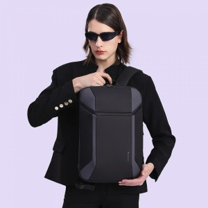 Rucsac laptop 15.6", casual business, impermeabil, cu aspect futurist 3D carbon, BANGE, 47.5x30x12 cm, Gri - Img 7