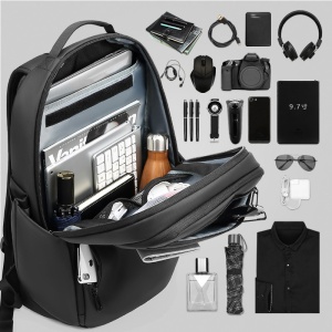Rucsac laptop 15.6", expandabil, cu buzunar pentru incaltaminte, GETICS, 51x16x33 cm, Negru - Img 7