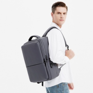 Rucsac laptop 15.6" pentru calatorii, impermeabil, cu port de incarcare USB, GETICS, 45x30x15 cm, Gri - Img 7
