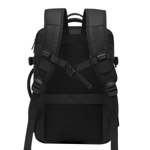 Rucsac laptop 15.6", pentru calatorii, impermeabil, expandabil pana la 37 L, cu port de incarcare USB, BANGE, 44x30x16 cm, Negru - Img 5