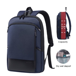 Rucsac laptop 15.6", smart business, compact, expandabil, impermeabil, BANGE, Albastru - Img 4