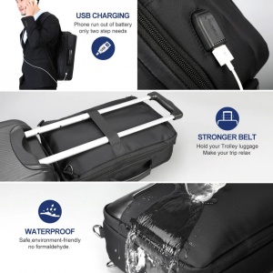 Rucsac laptop 15.6" smart business, convertibil, cu port de incarcare USB, Tigernu, 29x13x43 cm, Negru - Img 7