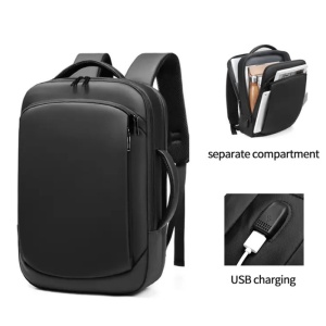 Rucsac laptop 15.6", smart business convertibil, cu port de incarcare USB, GETICS, 30x12x42 cm, Negru - Img 4
