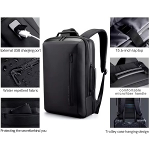 Rucsac laptop 15.6" smart business, impermeabil, cu port de incarcare USB, KINGSONS, 29x18x45.5 cm, Negru - Img 3