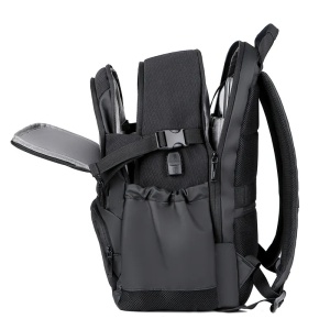 Rucsac laptop 15.6" smart casual, cu port de incarcare USB, GETICS, 46x30x22 cm, Negru - Img 4