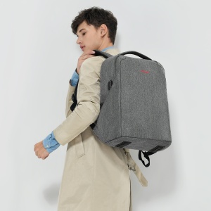 Rucsac laptop 15.6" smart casual, cu port USB si design antifurt, Tigernu, 32x16x49 cm, Gri - Img 8