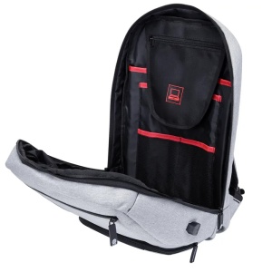 Rucsac laptop 15.6" smart casual impermeabil, cu port USB, GETICS, 46x30x10 cm, Gri deschis - Img 3