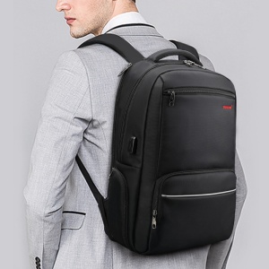 Rucsac laptop 15.6" smart casual, impermeabil, cu port USB, Tigernu, 47x30x18 cm, Negru - Img 8